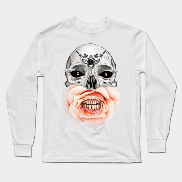 Flower Mouth Skull Long Sleeve T-Shirt by Royalswisss